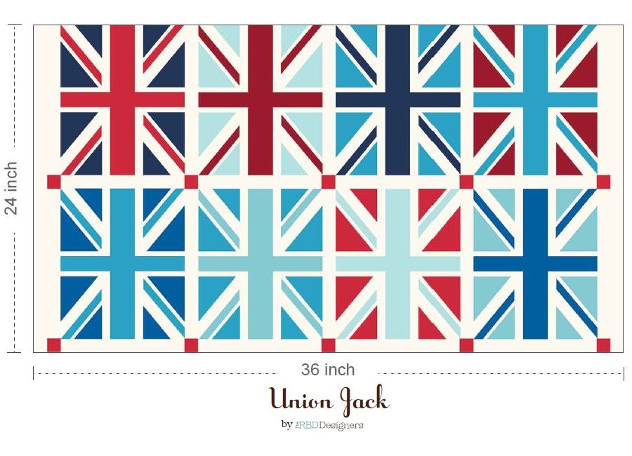 Riley Blake Designs Union Jack Union Jack Squares In Blue measurement