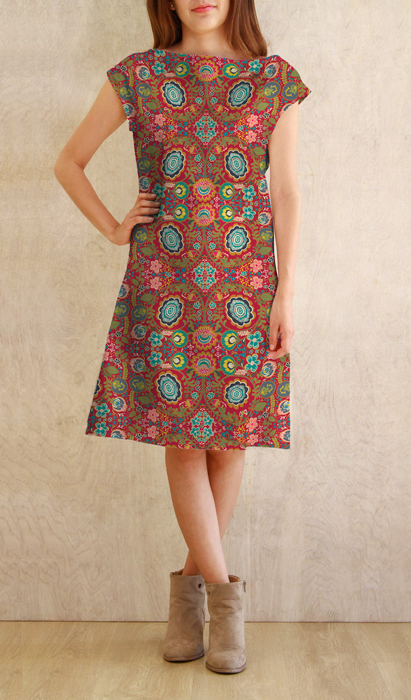IFL 46300 Khokhloma Burgundia Product Inspiration Dress