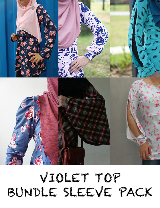Violet Top with Bundle Sleeve Pack  PDF Pattern (by Haurra Sewing)