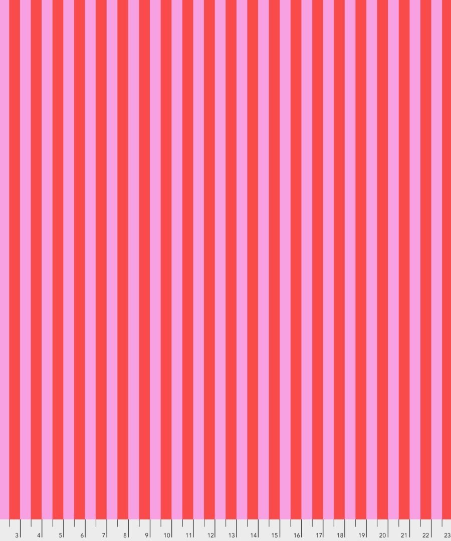 (Tula Pink) True Colors Pom Poms & Stripes, Tent Stripe In Poppy